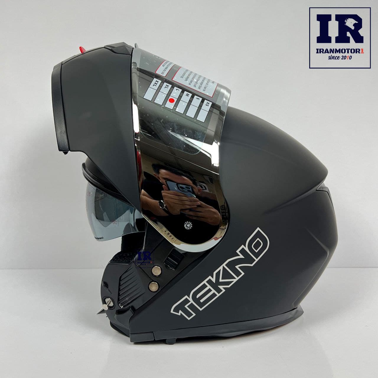 کلاه کاسکت بلوتوث دار فک متحرک تکنو Tekno – مشکی مات + BT11 — تصویر ۵