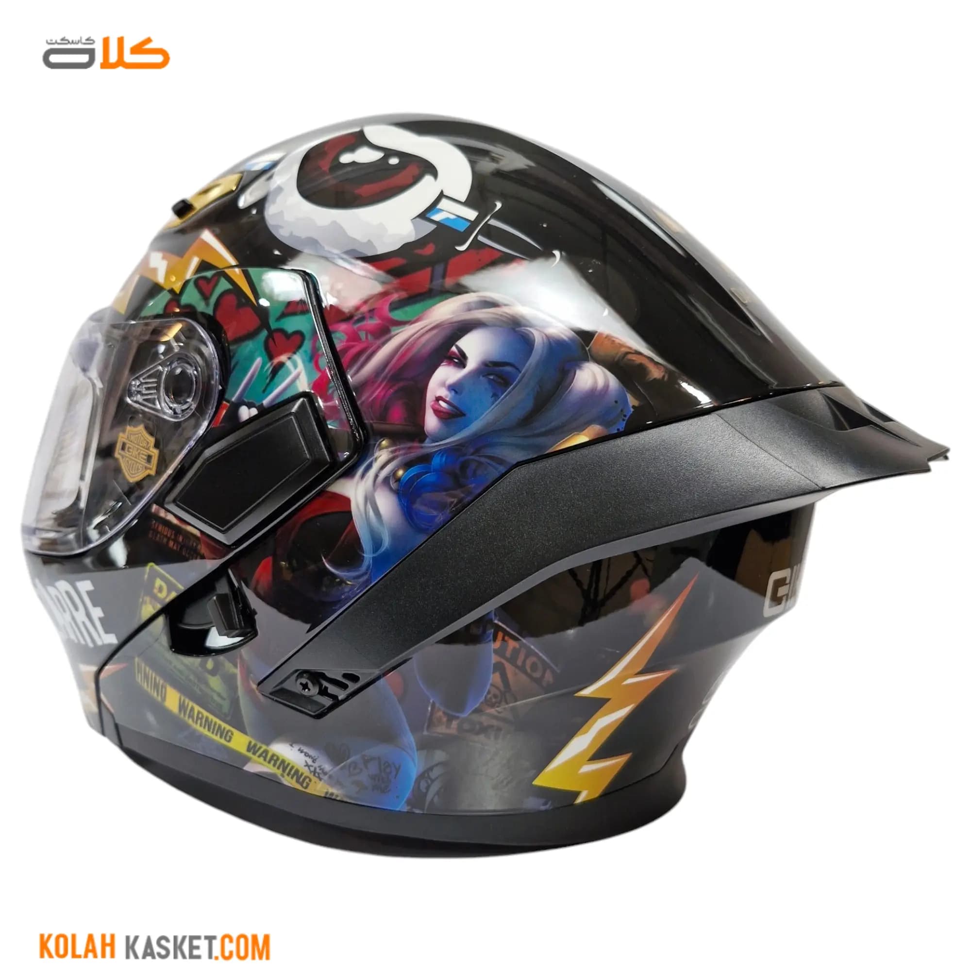 QIKE Black BIZARRE Patterned Flip-Up Helmet — تصویر ۸