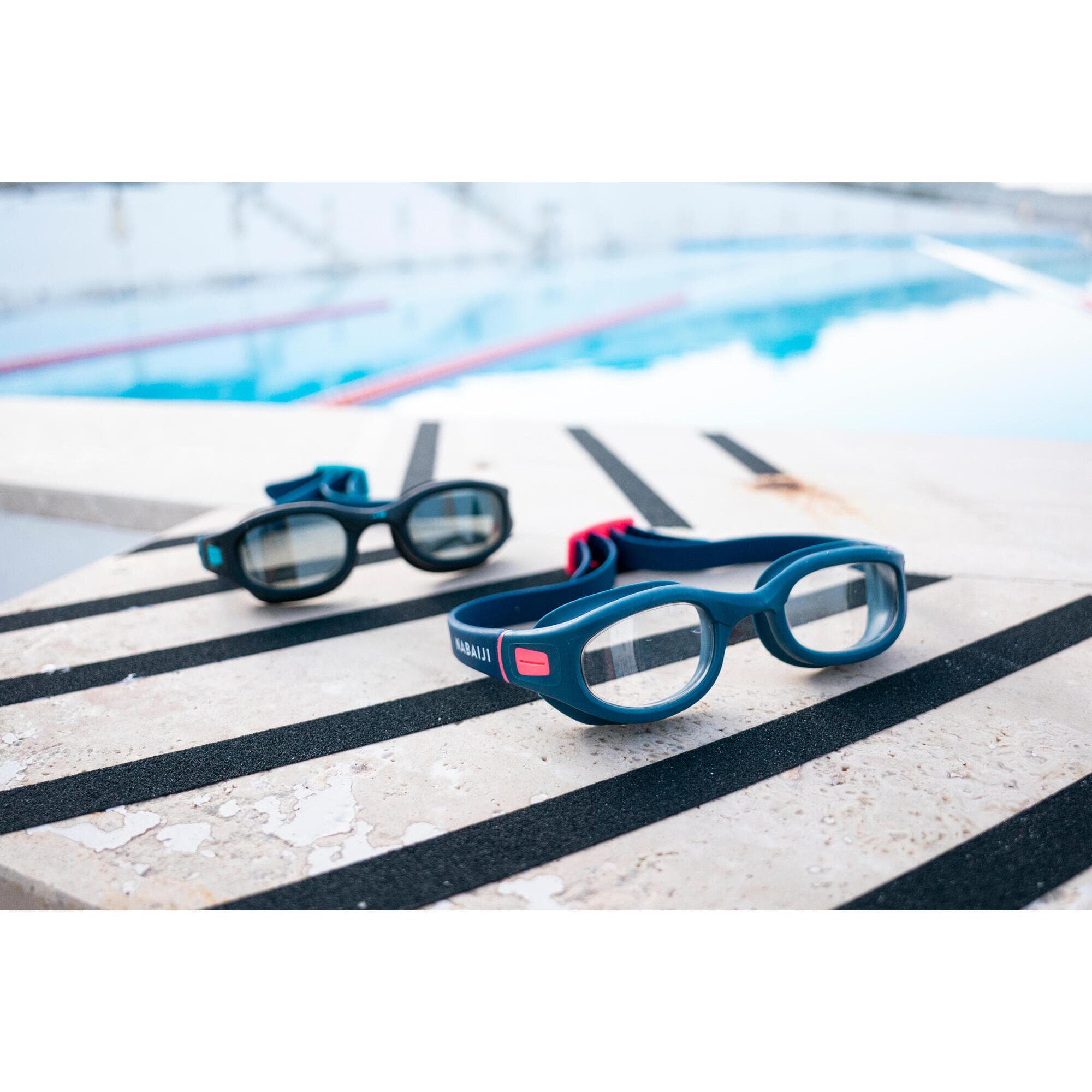 عینک شنا نابایجی بزرگسال – دکتلون Nabaiji Swimming Goggles – L Size – Blue / Pink – 100 SOFT — تصویر ۲