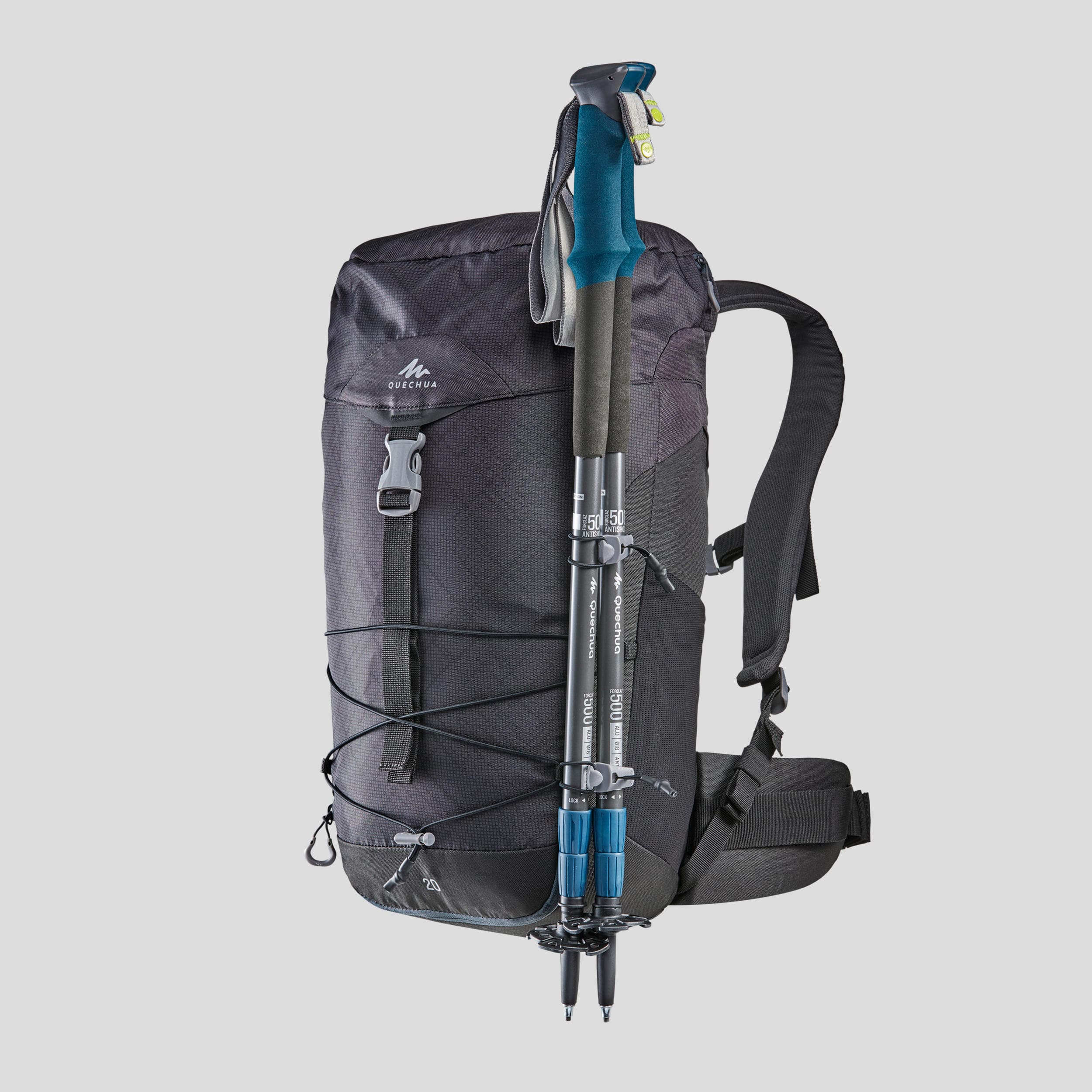 کوله پشتی کوهنوردی کچوا 20 لیتری Quechua Backpack – 20L – Dark Gray – MH100 — تصویر ۵