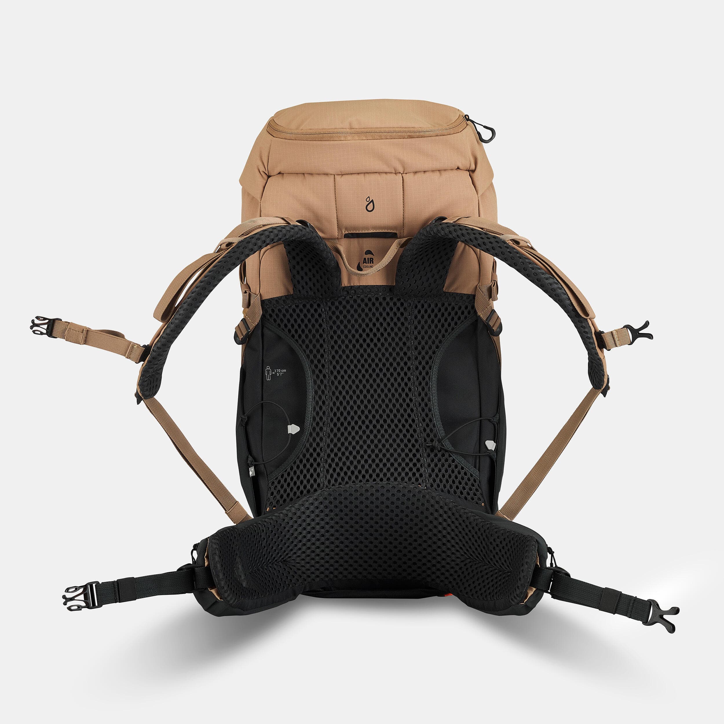 کوله پشتی کوهنوردی کچوا 40 لیتری لارج Quechua Outdoor Backpack – 40L – Tan – MH500 — تصویر ۵