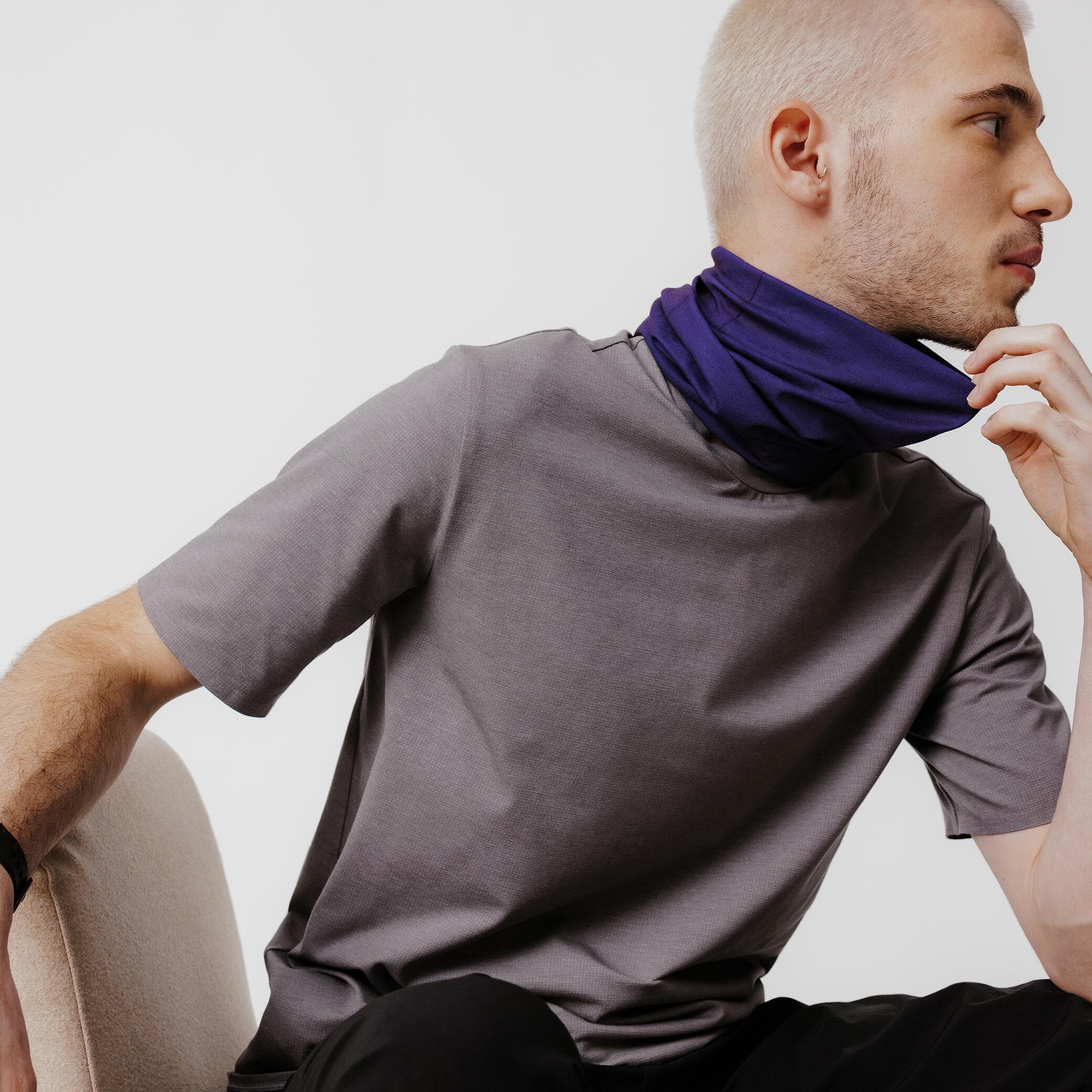 دستمال سر چند منظوره باندانا کالنجی دکتلون Kalenji Multi-Purpose Running bandana – Purple — تصویر ۶