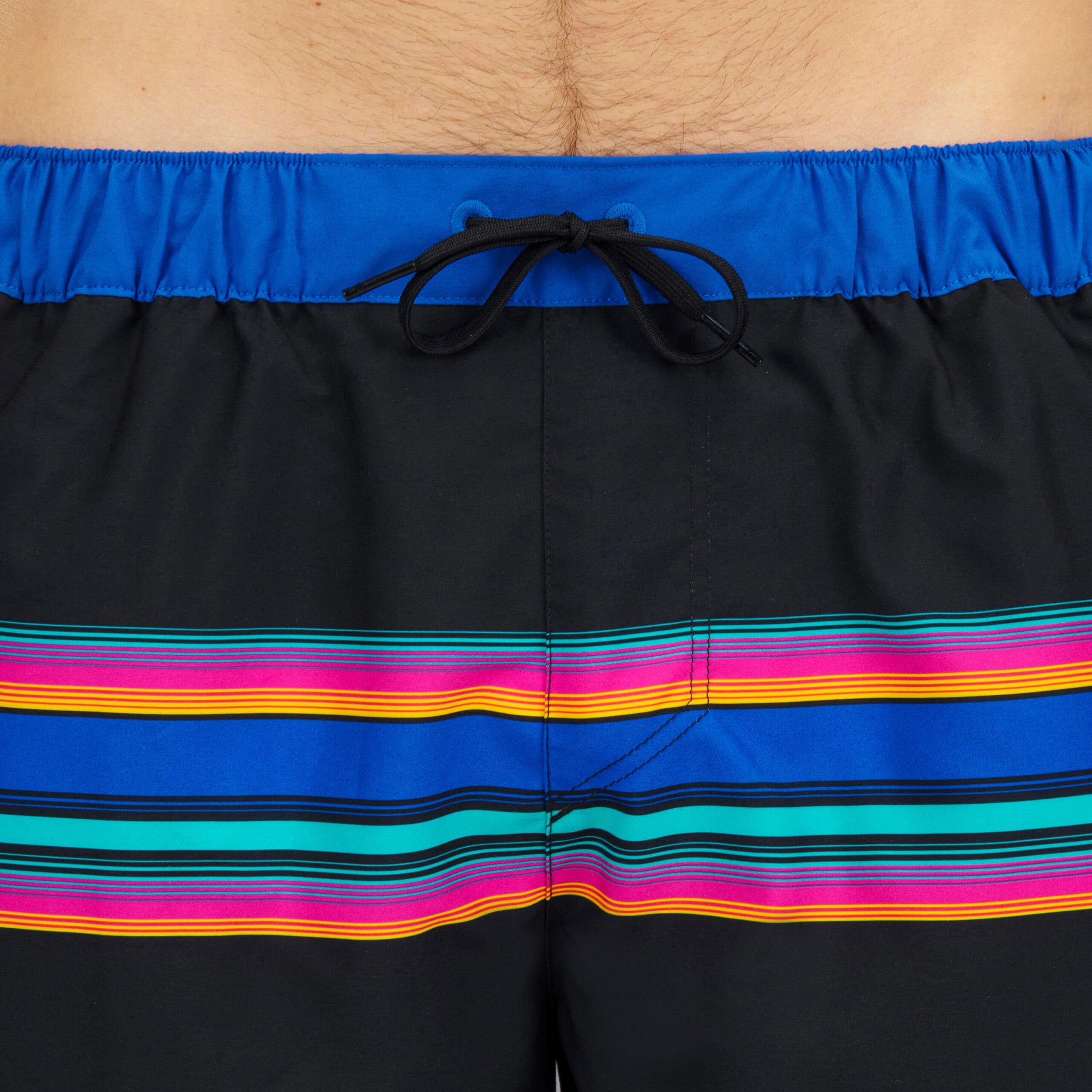 مایو شنا و موج سواری الیان – دکتلون Decathlon Olaian Men’s Short 15″ Swim Shorts – Black Striped – SUNSTRIPE 100 — تصویر ۵