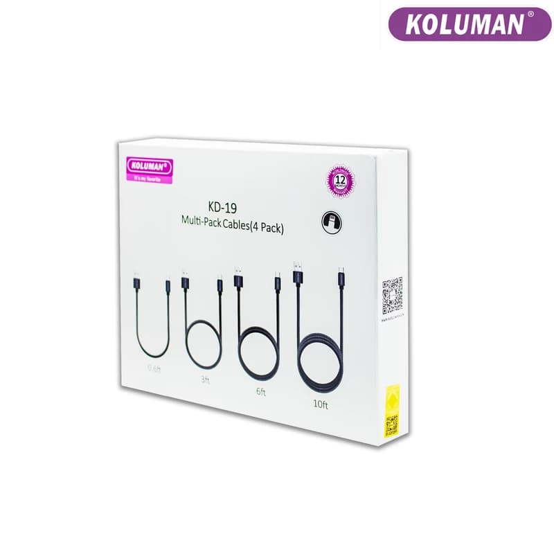 کابل تبدیل USB به USB – C کلومن مدل KD-19 مجموعه 4 عددی — تصویر ۳