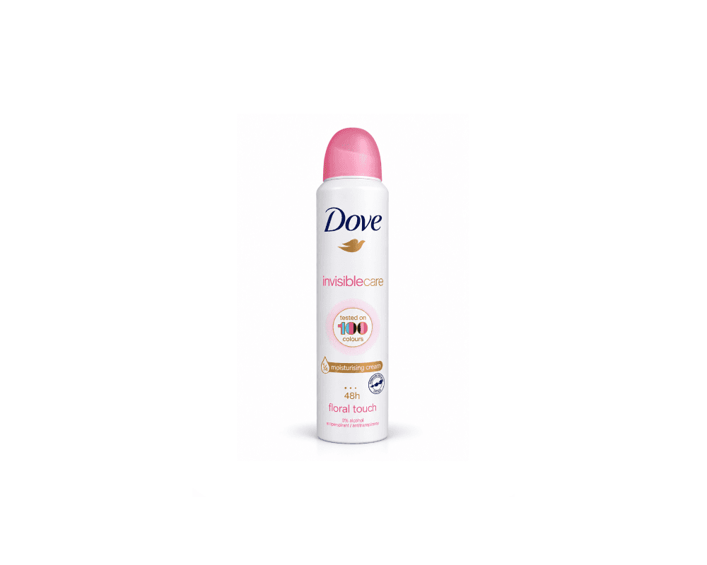 اسپری ضدتعریق داو Dove مدل Invisible Care رایحه فلورال تاچ Floral Touch | محافظت ۴۸ ساعته 48H، بدون الکل 0% Alcohol و ضدلک روی لباس Invisible Protection