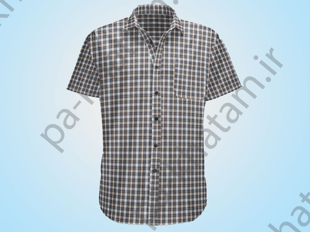 پارچه پیراهن مردانه قهوه ای -سفید (پارچه چهارخانه ریز عرض 1.5 متر) — تصویر ۸