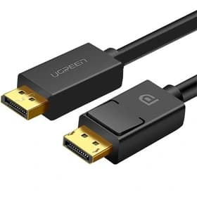 کابل مانیتور Dual DisplayPort 1.2 (برند UGREEN – مدل DP102 – کد 10244 – طول ۱ متر – مشکی – گارانتی ۱۸ ماهه پایا ارتباط) (روکش گرد مشکی PVC)