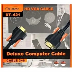 کابل تصویر VGA (برند D-NET – مدل DT – طول ۱۰ متر – مشکی – گارانتی تست و تضمین اصالت کالا) (روکش گرد PVC با قطر ۳.۹ میلیمتر – بستهبندی جعبهای)