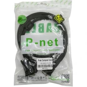 کابل تصویر VGA – برند P-NET – طول ۱.۵ متر – مشکی – گارانتی تست و تضمین اصالت کالا (روکش گرد PVC با قطر ۳.۴ میلی‌متر – بسته‌بندی پلاستیکی)
