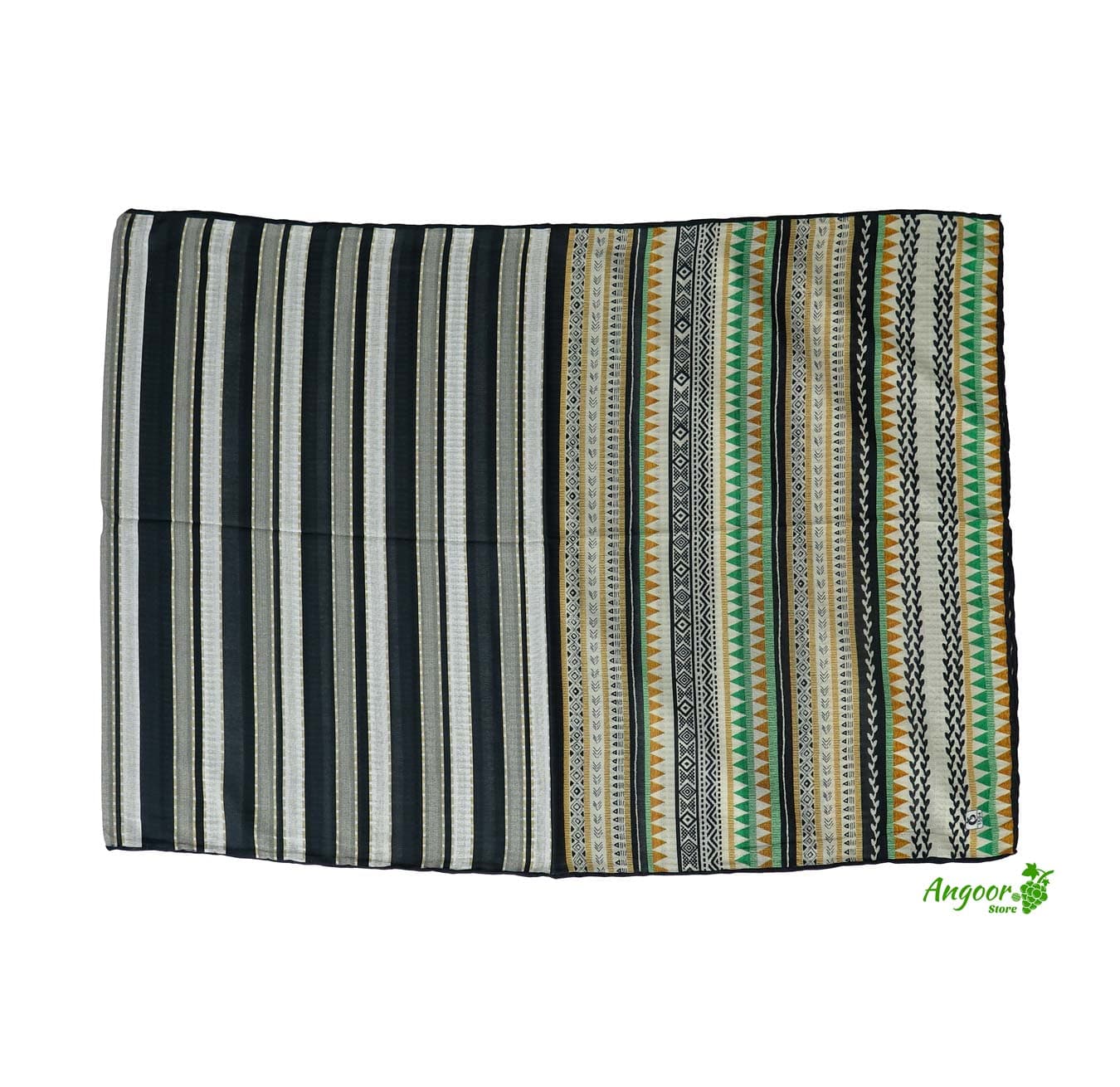 شال نخی میله ای مشکی سبز کد 2098 — تصویر ۲