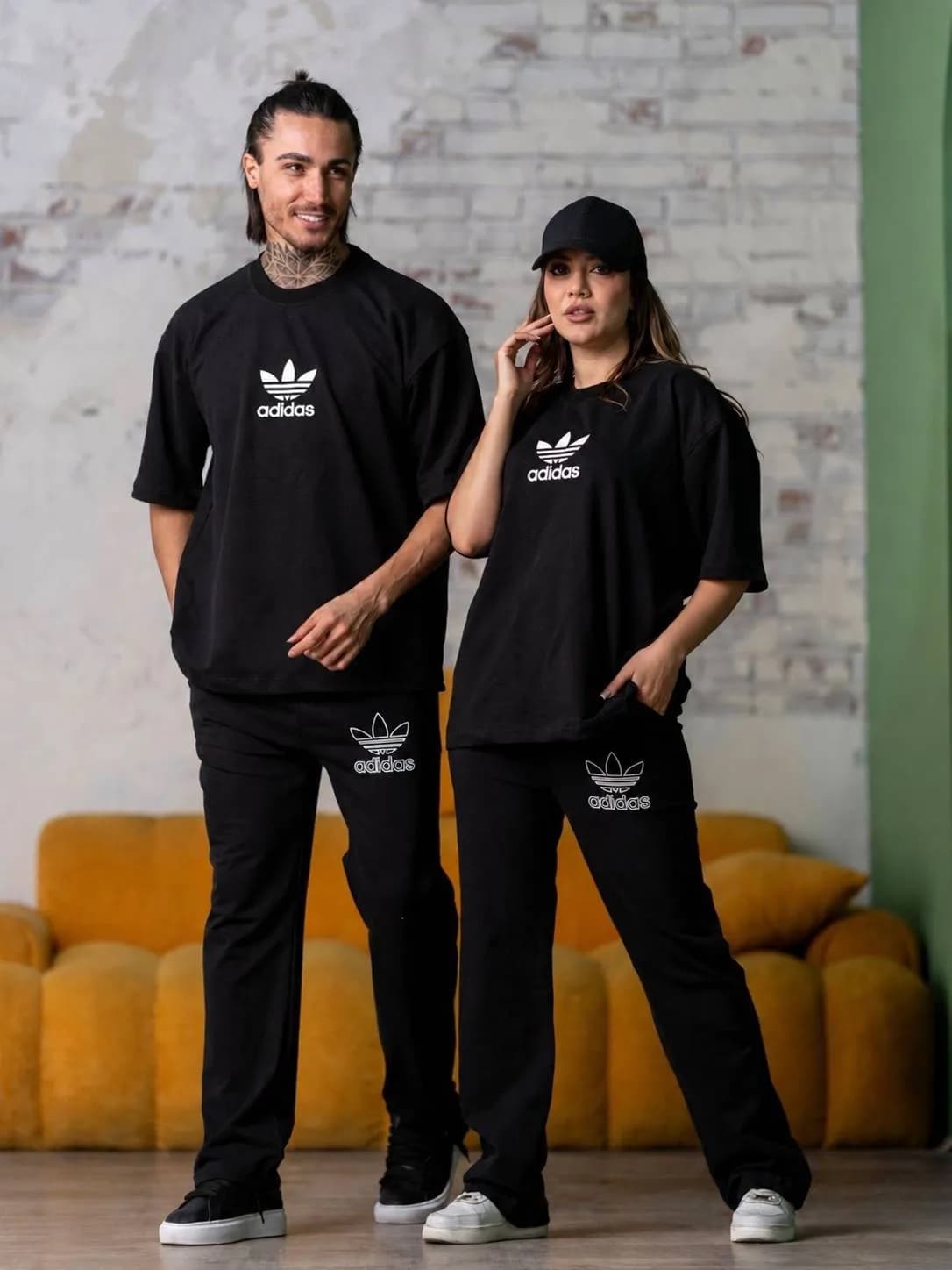 ست تیشرت و شلوار دو نخ لاکرا مشکی adidas
