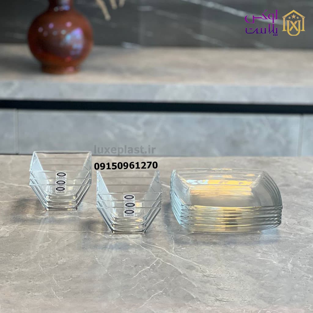ست پیش دست و پیاله مربع شیشه ای لیمون 322 — تصویر ۲