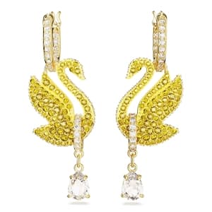 گوشواره طلایی سواروسکی اورجینال Swarovski Iconic Swan damla küpeler 5647543