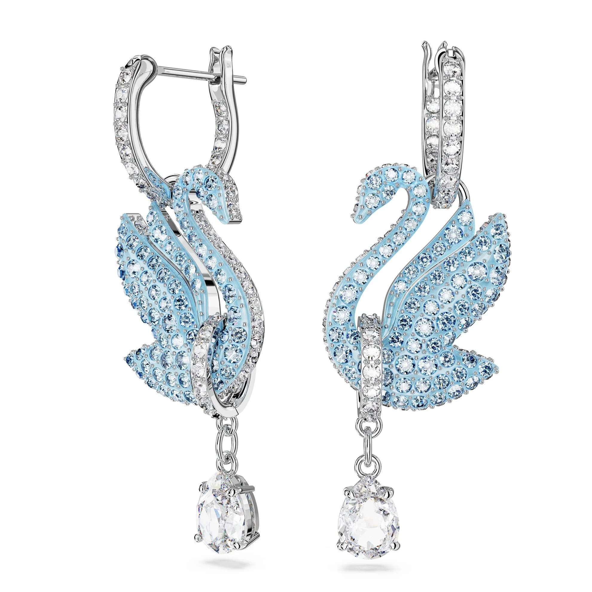 گوشواره آبی سواروسکی اورجینال Swarovski Iconic Swan damla küpeler 5660593 — تصویر ۶