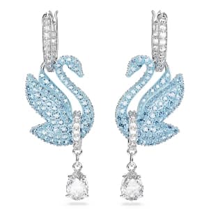 گوشواره آبی سواروسکی اورجینال Swarovski Iconic Swan damla küpeler 5660593