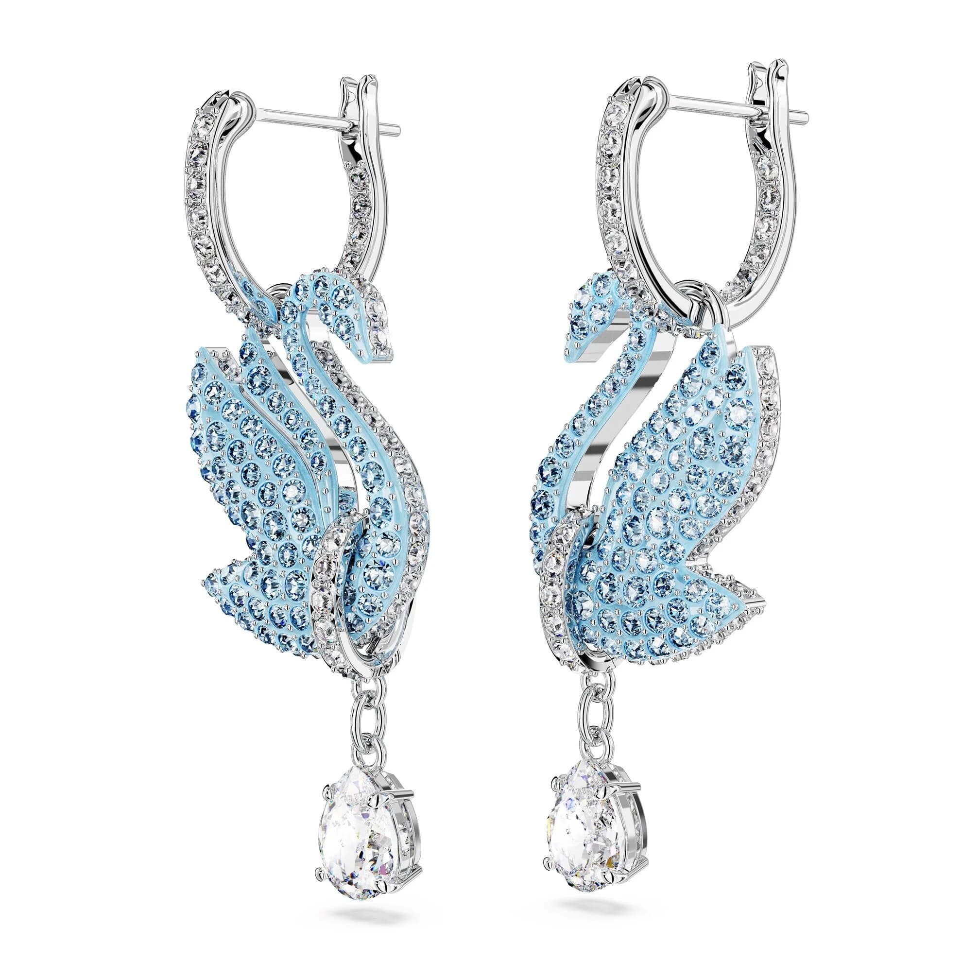گوشواره آبی سواروسکی اورجینال Swarovski Iconic Swan damla küpeler 5660593 — تصویر ۵
