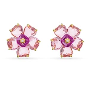 گوشواره صورتی و طلایی سواروسکی اورجینال Swarovski Florere stud earrings 5650563