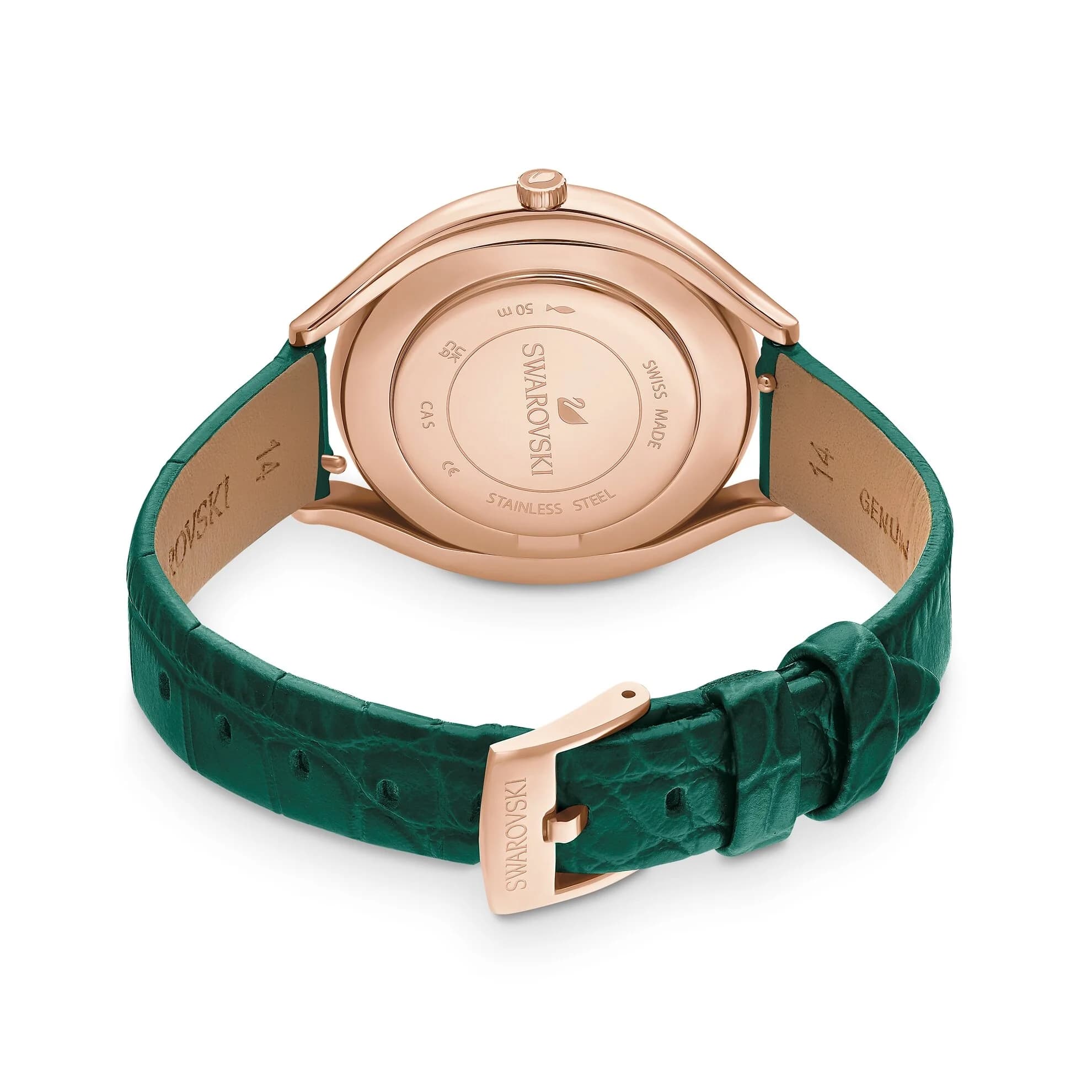 ساعت مچی سبز چرم سوئیسی سواروسکی اورجینال Swarovski Crystalline Aura watch 5644078 — تصویر ۸