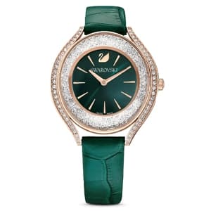 ساعت مچی سبز چرم سوئیسی سواروسکی اورجینال Swarovski Crystalline Aura watch 5644078