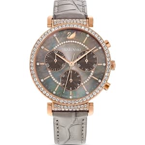 ساعت مچی طوسی چرم سوئیسی سواروسکی اورجینال Swarovski Passage Chrono watch 5580348
