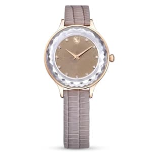 ساعت مچی بژ و رز گلد چرم سوئیسی سواروسکی اورجینال Swarovski Octea Nova watch 5649999