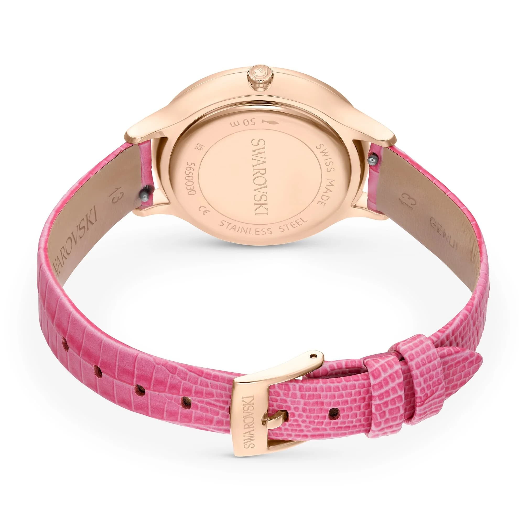 ساعت مچی صورتی چرم سوئیسی سواروسکی اورجینال Swarovski Octea Nova watch 5650030 — تصویر ۶