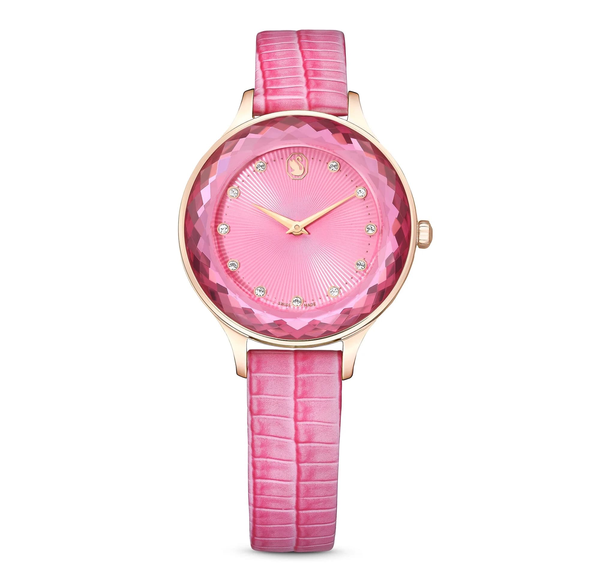 ساعت مچی صورتی چرم سوئیسی سواروسکی اورجینال Swarovski Octea Nova watch 5650030 — تصویر ۳