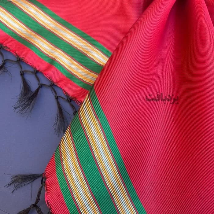 دستمال یزدی ابریشمی اعلا رنگ قرمز — تصویر ۲