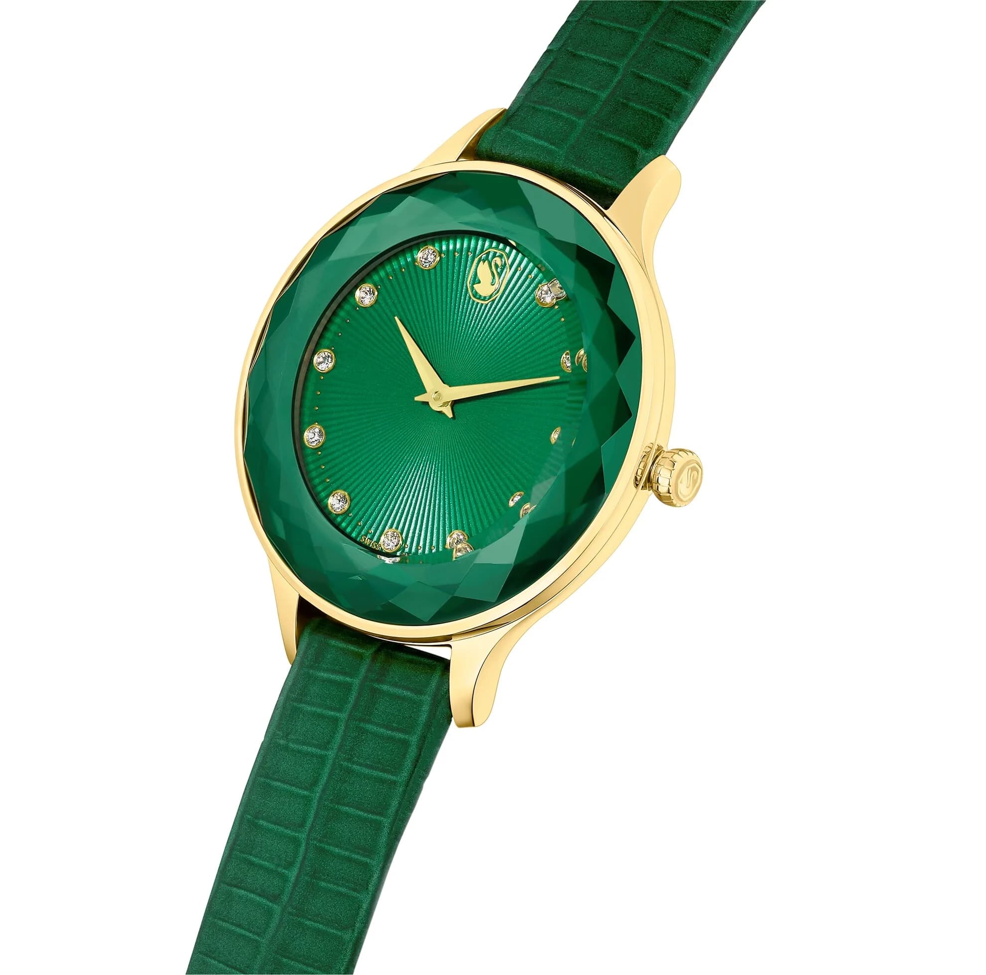 ساعت مچی سبز چرم سوئیسی سواروسکی اورجینال Swarovski Octea Nova watch 5650005 — تصویر ۷