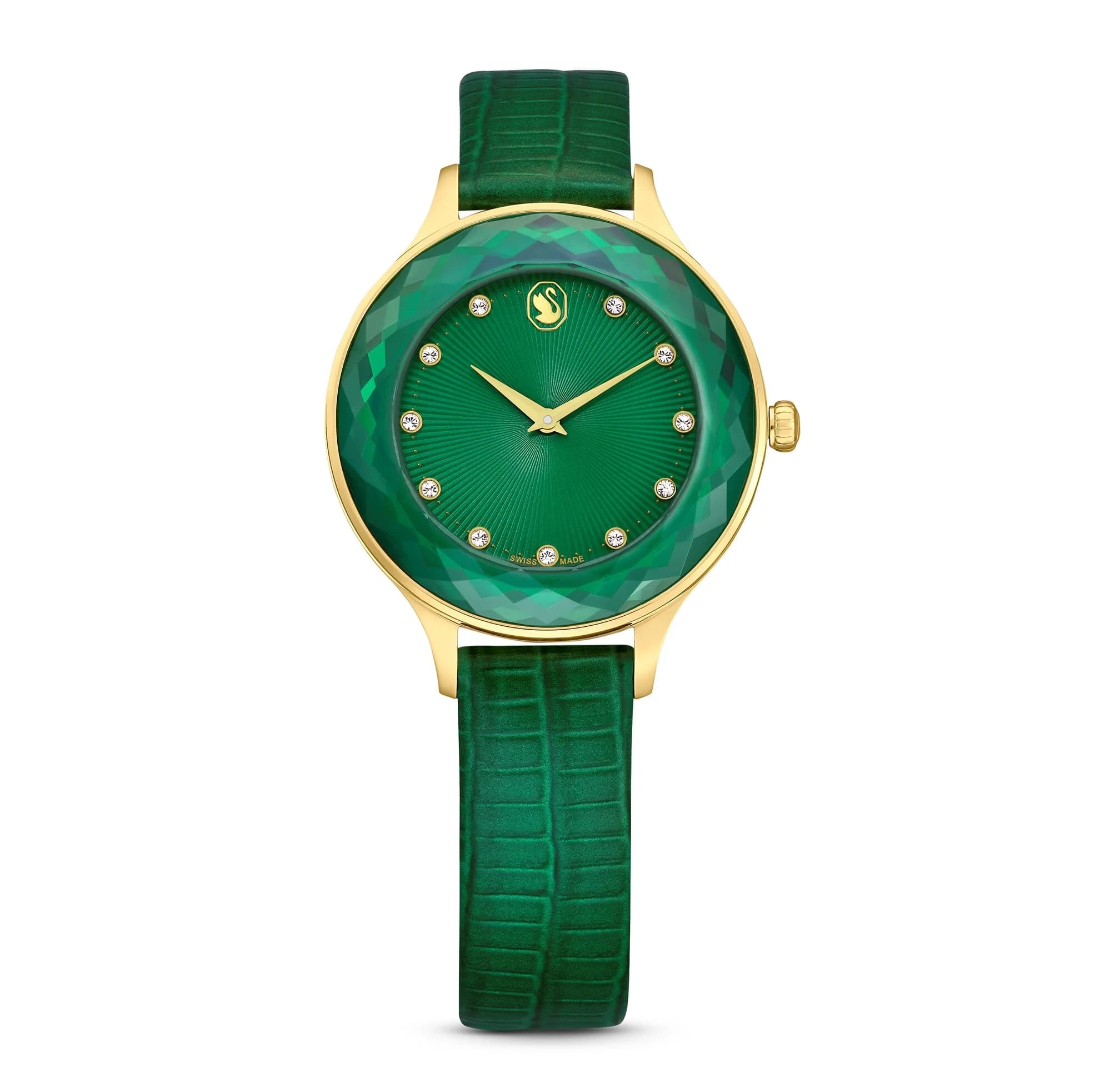 ساعت مچی سبز چرم سوئیسی سواروسکی اورجینال Swarovski Octea Nova watch 5650005 — تصویر ۳