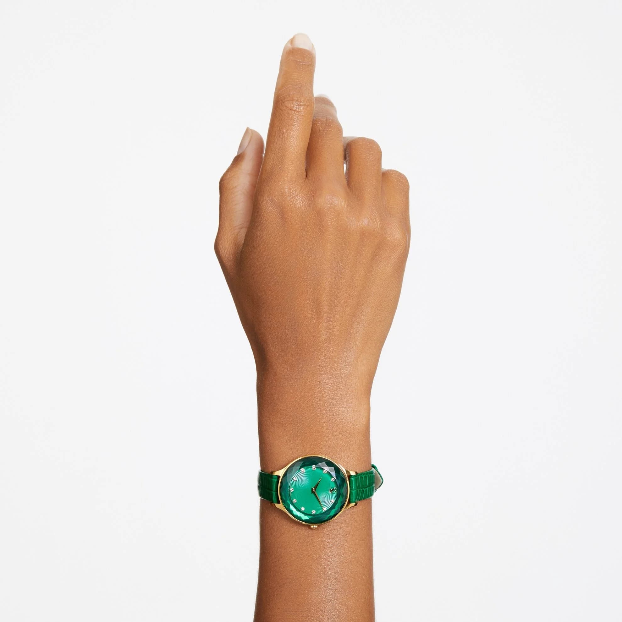 ساعت مچی سبز چرم سوئیسی سواروسکی اورجینال Swarovski Octea Nova watch 5650005 — تصویر ۲