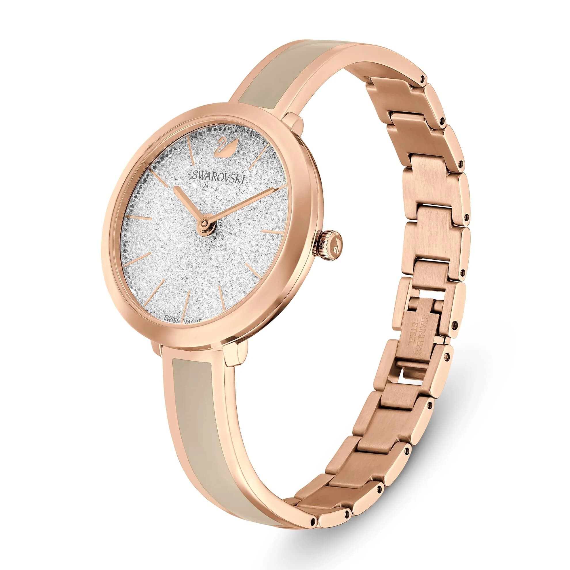 ساعت مچی طوسی و رزگلد سوئیسی سواروسکی اورجینال Swarovski Crystalline Delight watch 5642218 — تصویر ۶