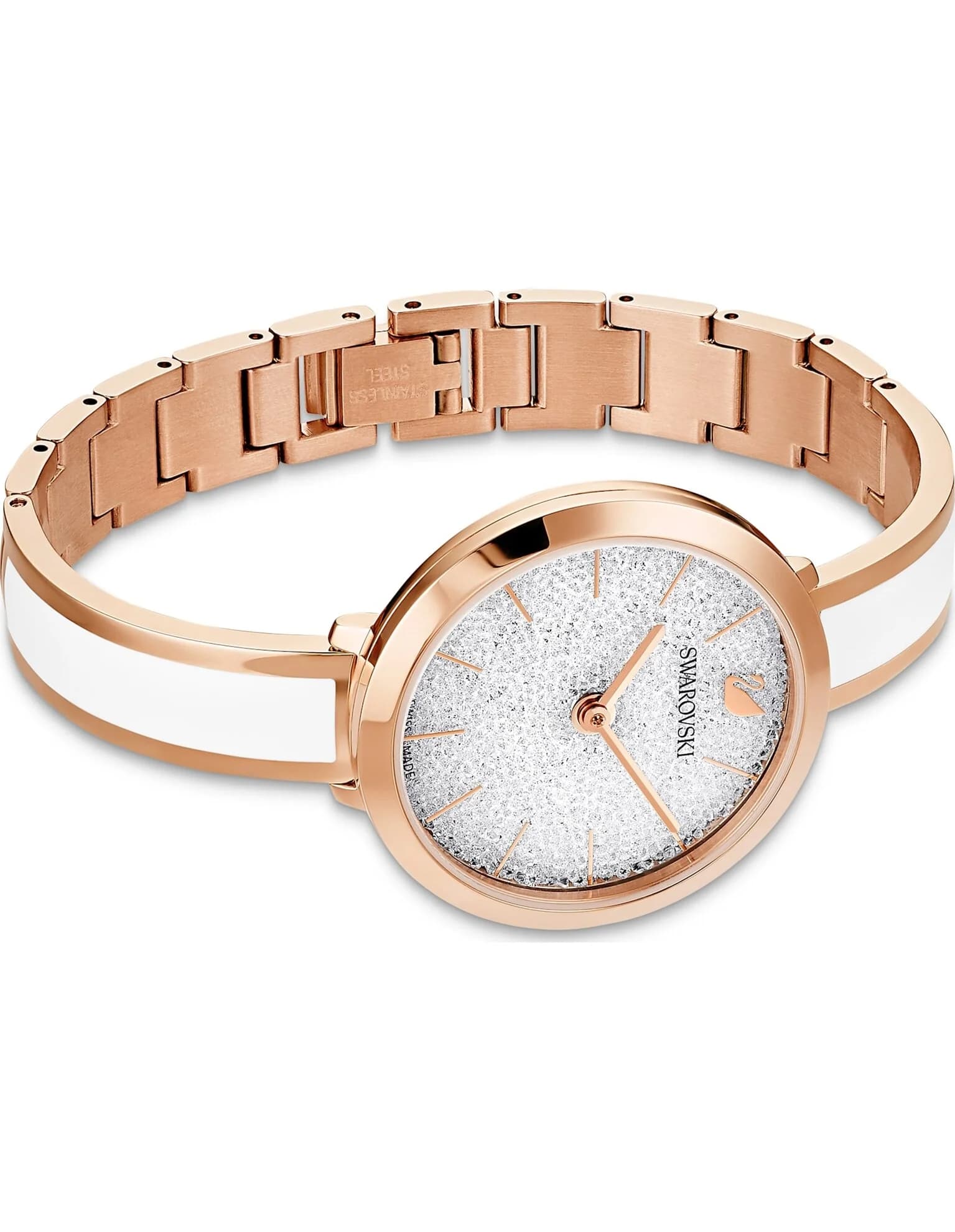 ساعت مچی سفید و رزگلد سوئیسی سواروسکی اورجینال Swarovski Crystalline Delight watch 5580541 — تصویر ۵