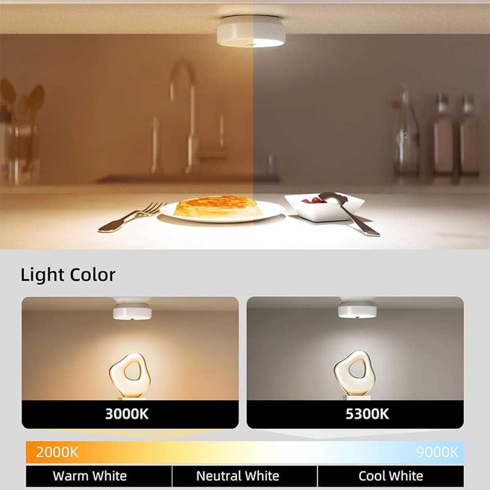 چراغ زیر کابینتی سنسور دار ایزولو پک 6 تایی مدل EZVALO Led Puck Lights Group Control Under Cabinet Lights with Remote — تصویر ۸