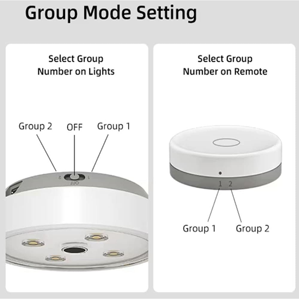 چراغ زیر کابینتی سنسور دار ایزولو پک 6 تایی مدل EZVALO Led Puck Lights Group Control Under Cabinet Lights with Remote — تصویر ۶