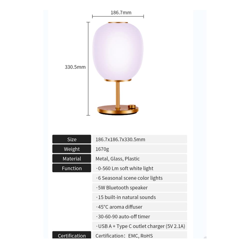 چراغ خواب اسپيکر دار جی دبلیو مدل Season Atmosphere bluetooth speaker Aroma table lamp JW 2201 — تصویر ۴