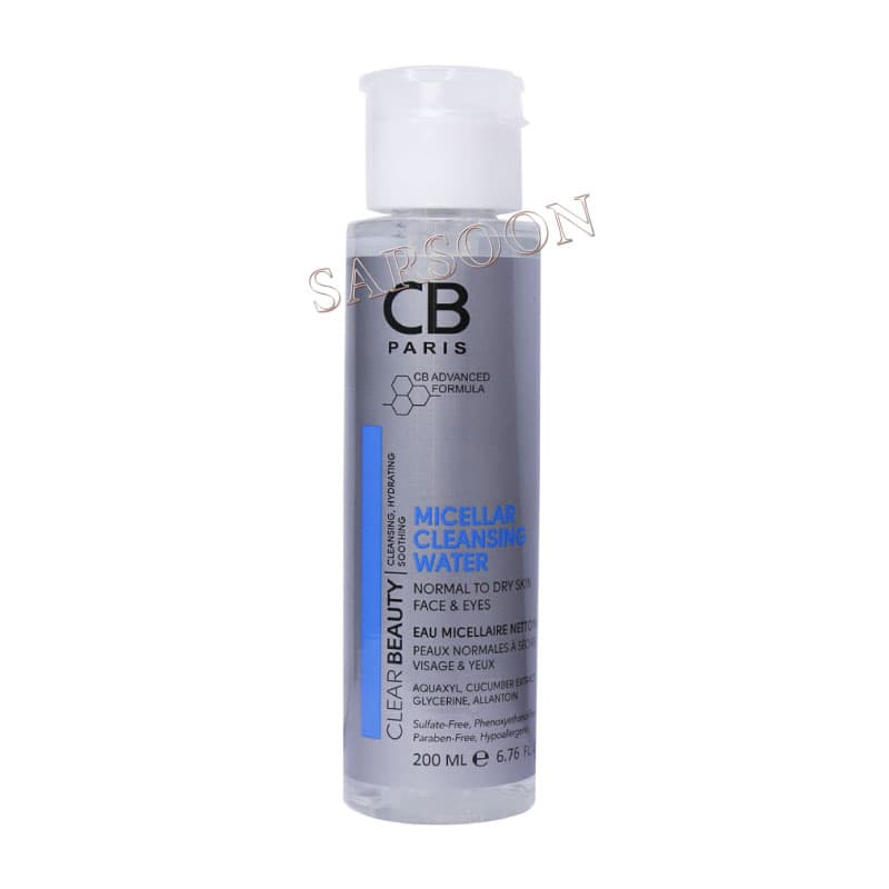 محلول پاک کننده میسلار مناسب پوست نرمال تا خشک سی بی پاریس 200 میلی لیتر CB Paris Micellar Cleansing Water For Normal To Dry Skin