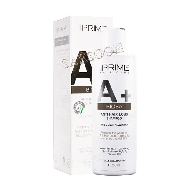 شامپو تقویت کننده و ضد ریزش +A پریم 250 میلی لیتر Prime A+ Bioba Anti Hair Loss Shampoo