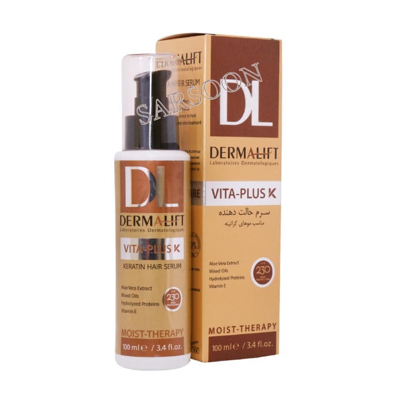 سرم حالت دهنده ویتا پلاس کی درمالیفت مناسب موهای کراتینه 100 میلی لیتر Dermalift Vita Plus K Hair Serum