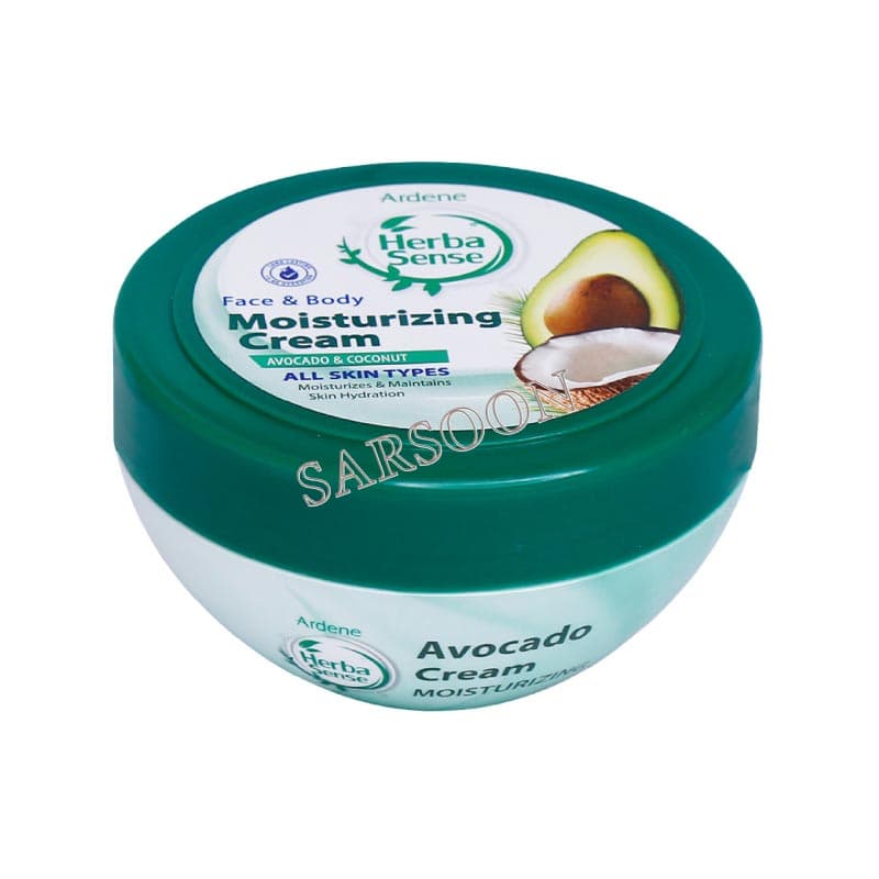 کرم مرطوب کننده نارگیل و آووکادو هرباسنس آردن 150 گرم Herbasense Moisturizing Cream With Avocado And Coconut
