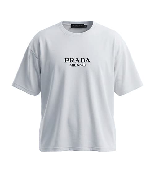 تیشرت Prada یقه گرد مردانه سفید دورس پنبه طرح دار کد 49668