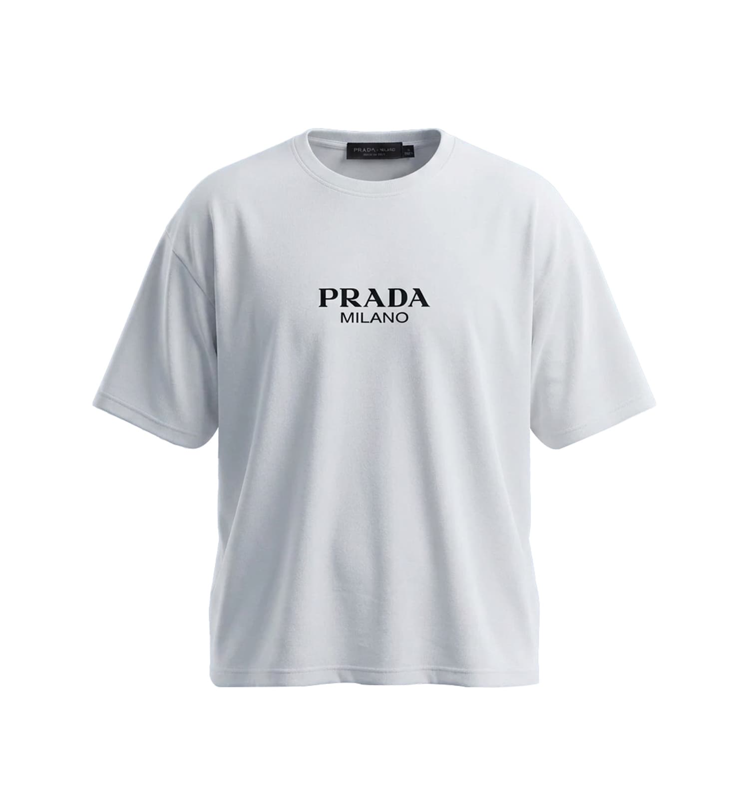 تیشرت Prada یقه گرد مردانه سفید دورس پنبه طرح دار کد 49668 — تصویر ۴
