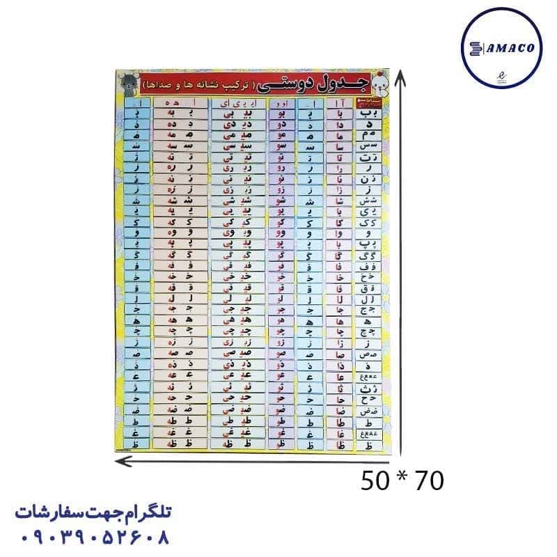 نشر بابک – پوستر جدول دوستی 50*70