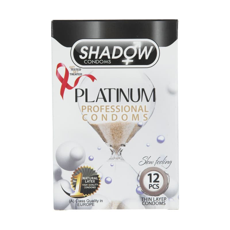 کاندوم شادو تاخیری مدل Shadow Platinum بسته ۱۲ تایی Shadow Platinum 12 PCS