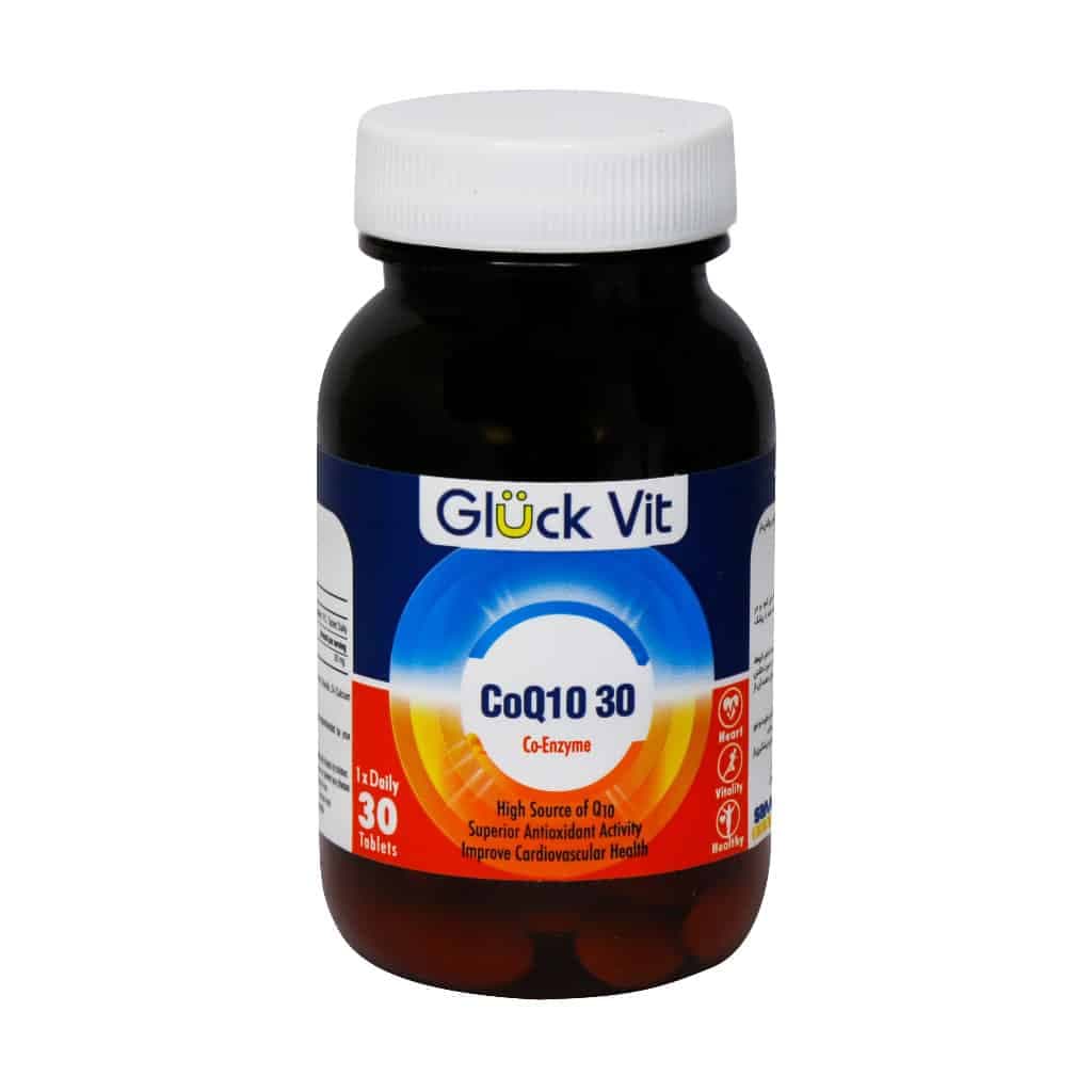 قرص کوکیوتن 30 میلی گرم گلوک ویت 30 عدد Gluck Vit CoQ10 30 Mg 30 F.C Tablets