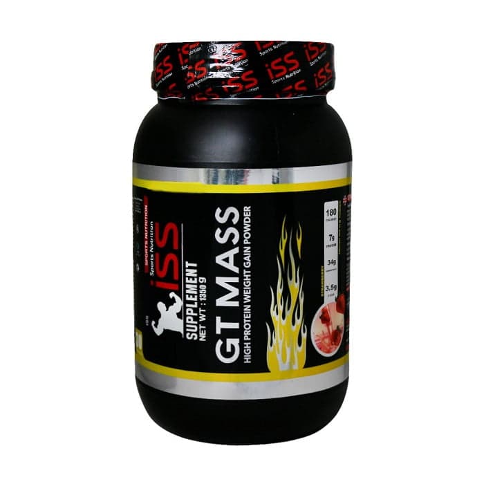 پودر جی تی مس آی اس اس 1350 گرم با طعم توت فرنگی Iss Gt Mass powder 1350 g