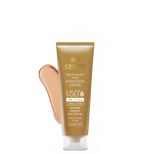 کرم ضد آفتاب سینره مناسب انواع پوست با +SPF50 حجم 50 میل – بژ طبیعی