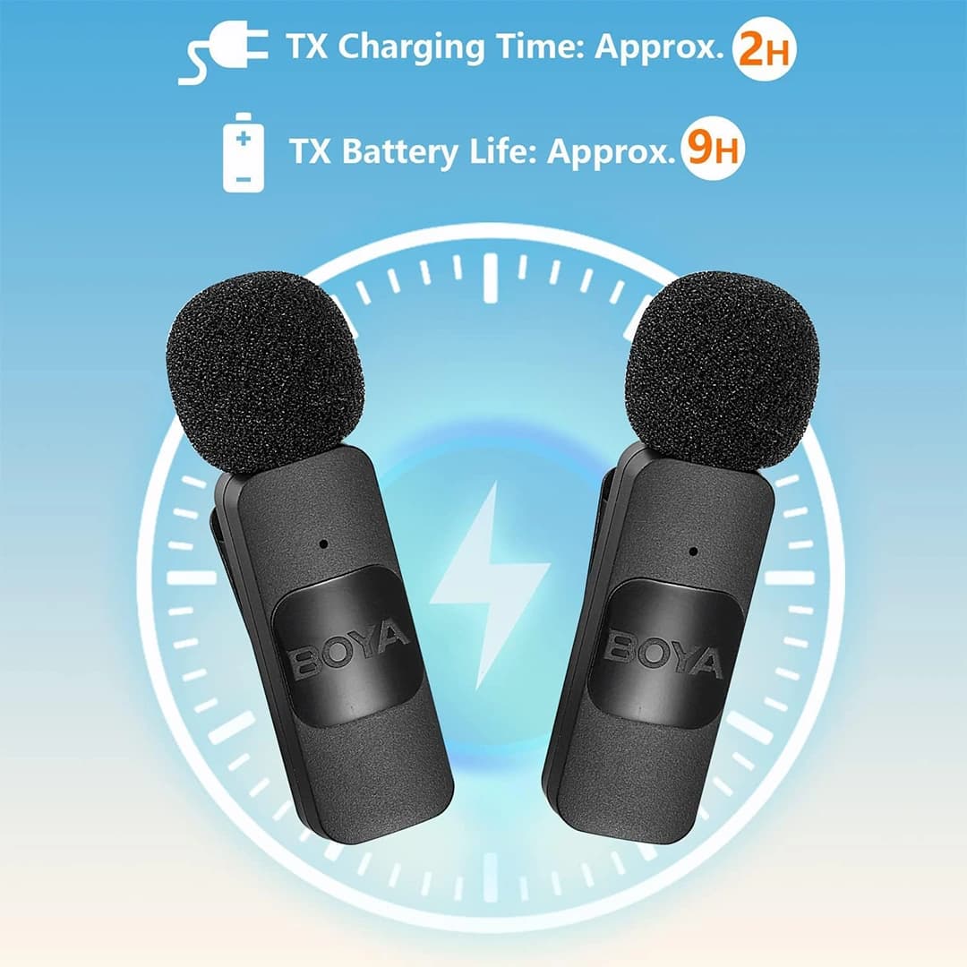 میکروفون بی سیم Type-c بویا مدل BOYA BY-V20 دو کاناله — تصویر ۳