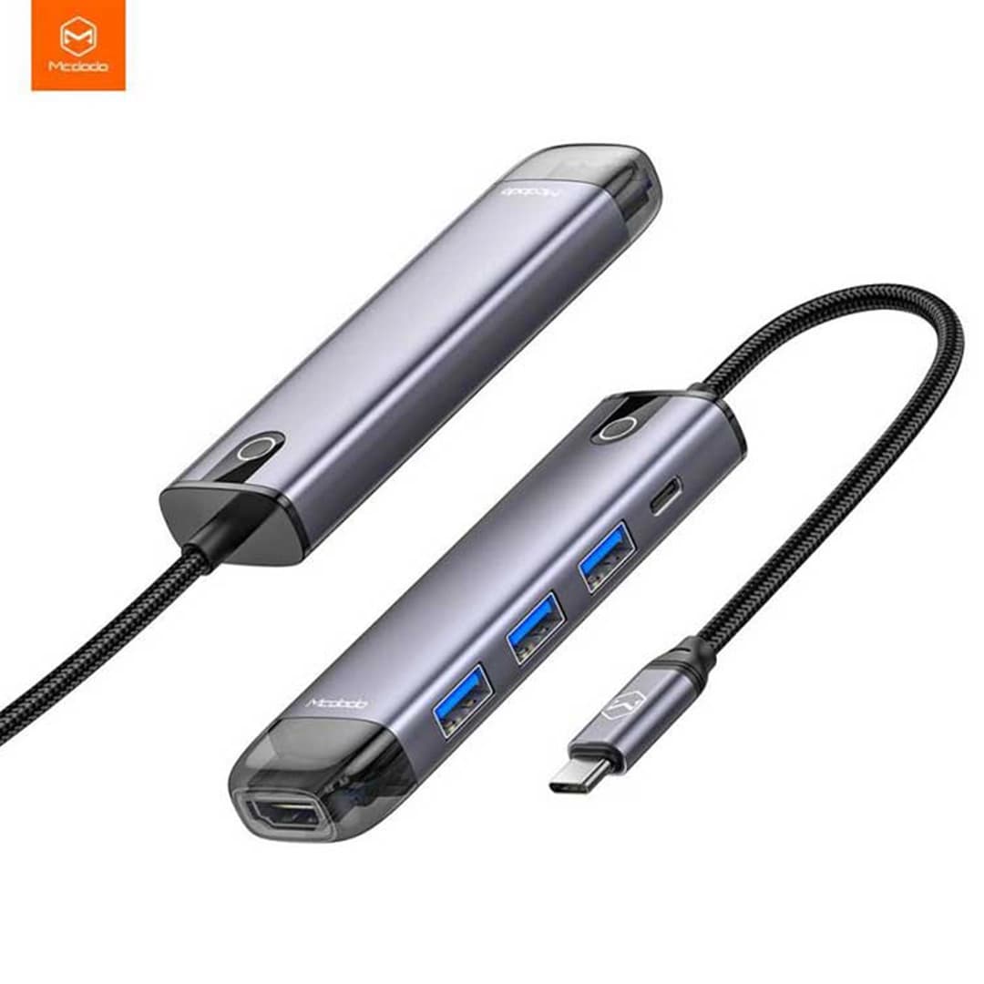 هاب 5 پورت تایپ سی Mcdodo 5 in 1 USB-C HUB HU-7750 — تصویر ۴