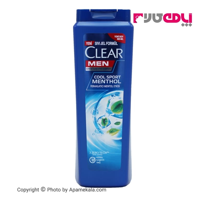 شامپو ضدشوره نعنایی مردانه کلیر cool sport menthol clear مناسب انواع مو حجم 350 میل